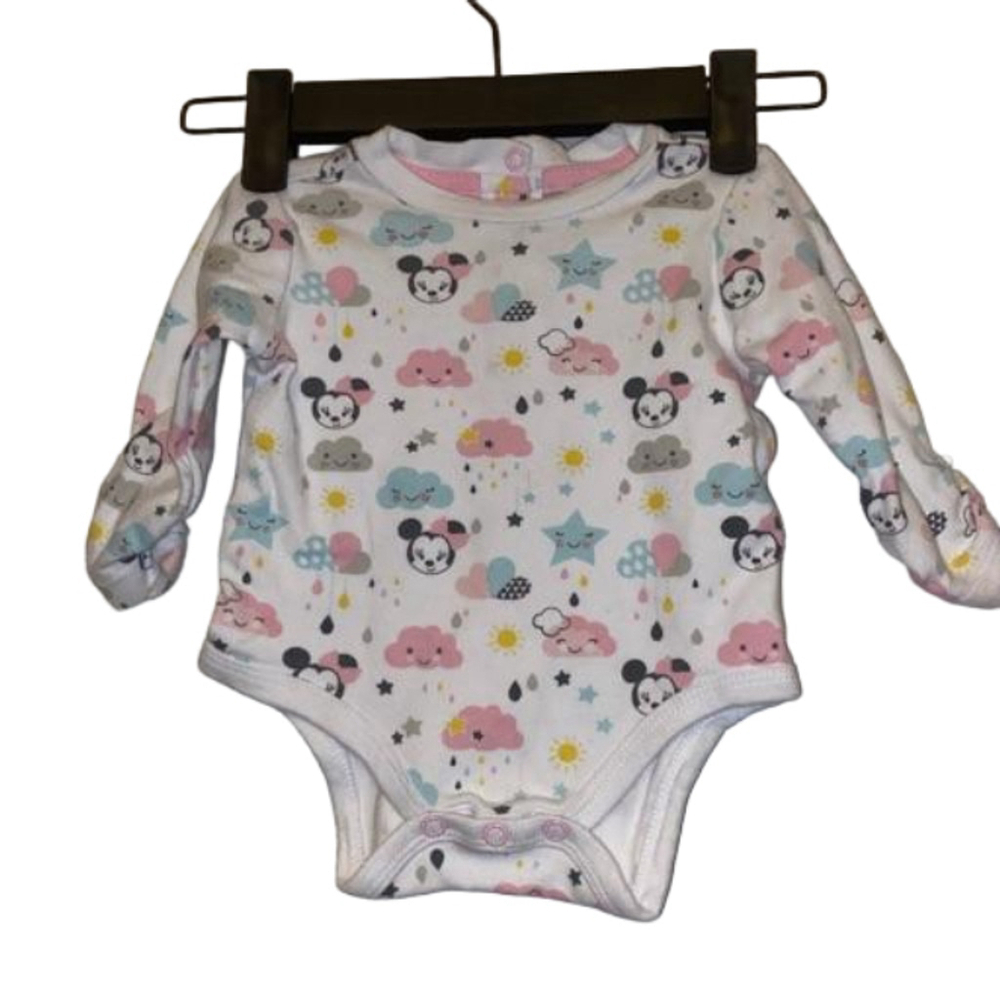 ⭐️3/$20 Baby Girl Disney Baby Bodysuit 6-9M White Pink - Picture 1 of 3